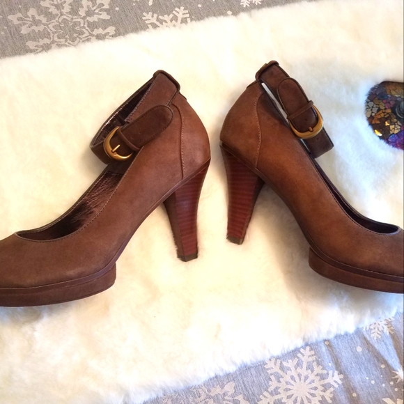 Sofft Manhattan Suede Heels Brown Platform 9.5 M - Picture 9 of 9